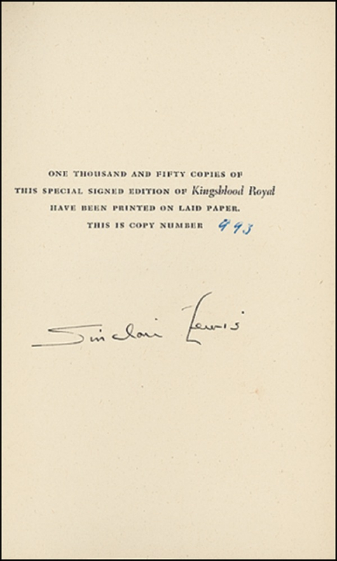 Lot 480 Sinclair Lewis