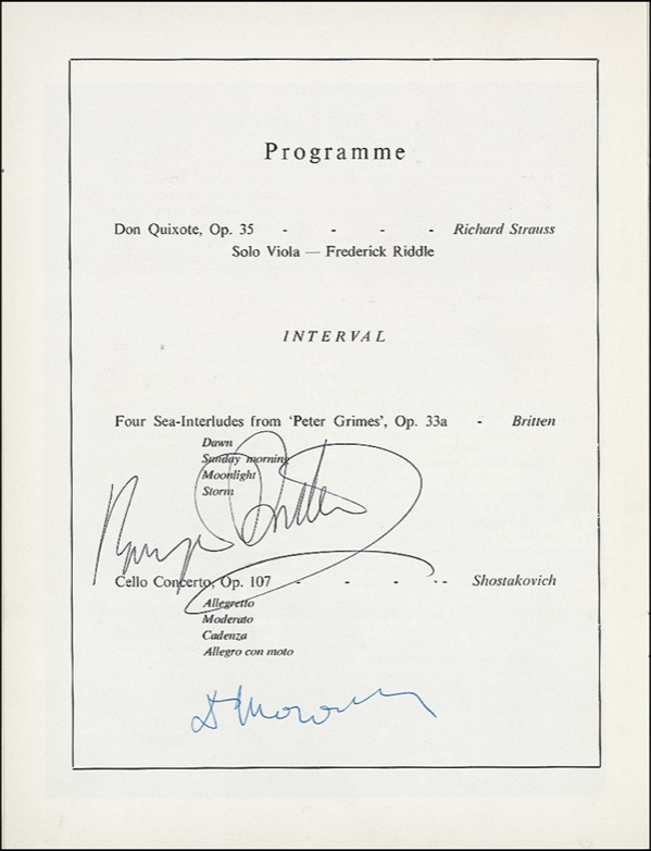 Lot 737 Dmitri Shostakovich, Benjamin Britten, and Mstislav Rostropovich