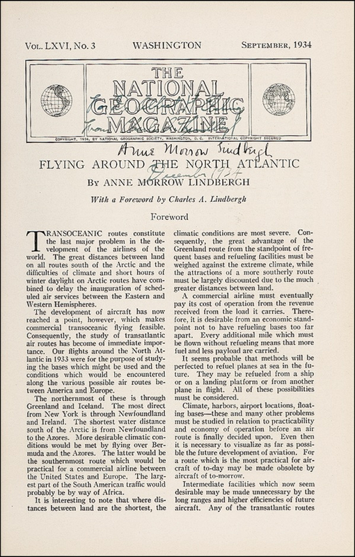 Lot 404 Charles and Anne Morrow Lindbergh