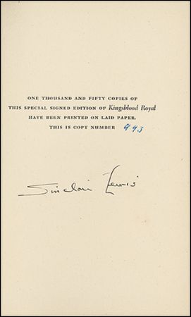 Lot #480 Sinclair Lewis - Image 1