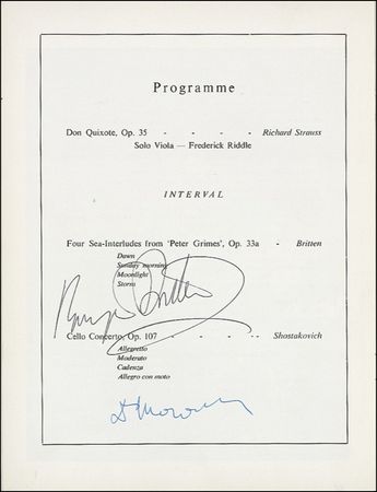 Lot #737 Dmitri Shostakovich, Benjamin Britten, and Mstislav Rostropovich - Image 1