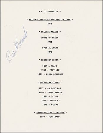 Lot #1521 Bill Shoemaker - Image 2