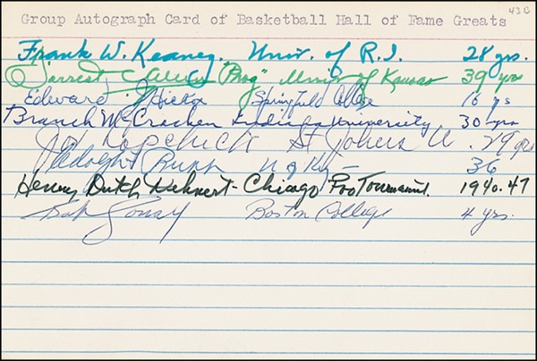 Lot 1309 Basketball Hall of Famers