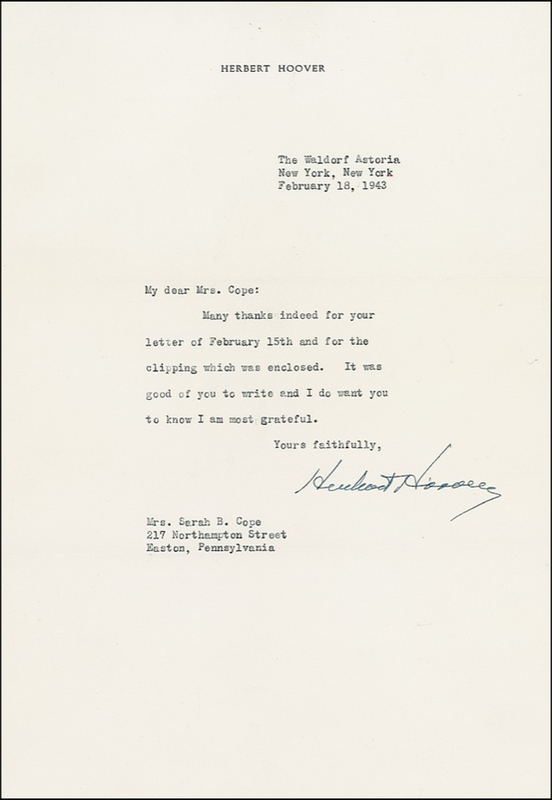 Lot 72 Herbert Hoover