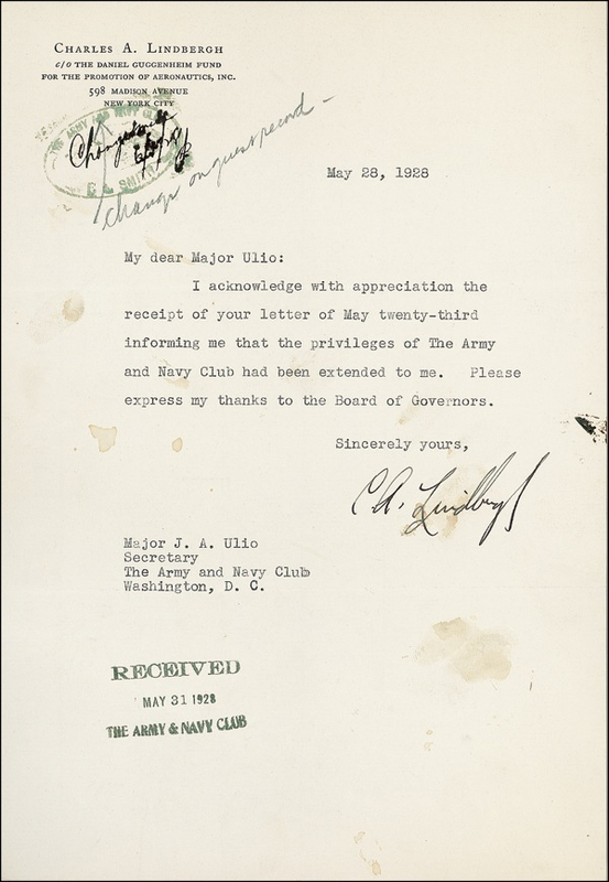 Lot 489 Charles Lindbergh