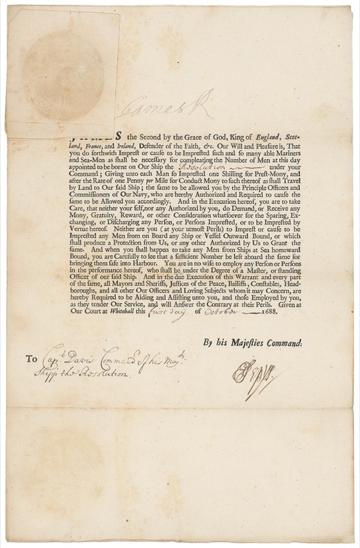 Lot 303 James II and Samuel Pepys