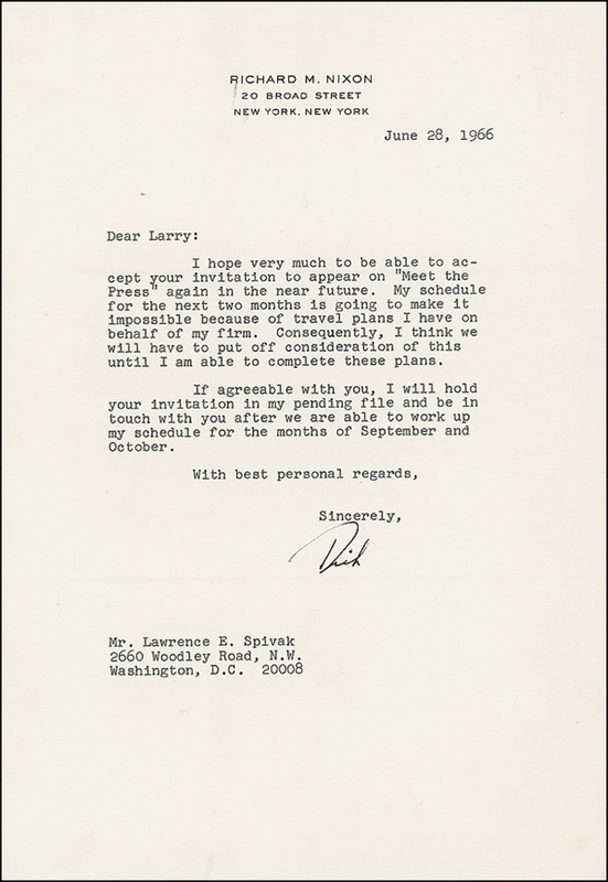 Lot 118 Richard Nixon