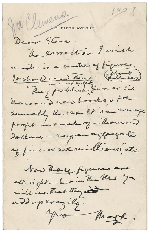 Lot 535 Samuel L. Clemens