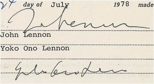 Lot 700 John Lennon and Yoko Ono