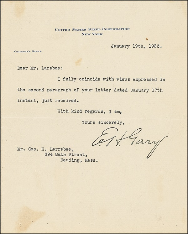 Lot 271 Elbert H. Gary