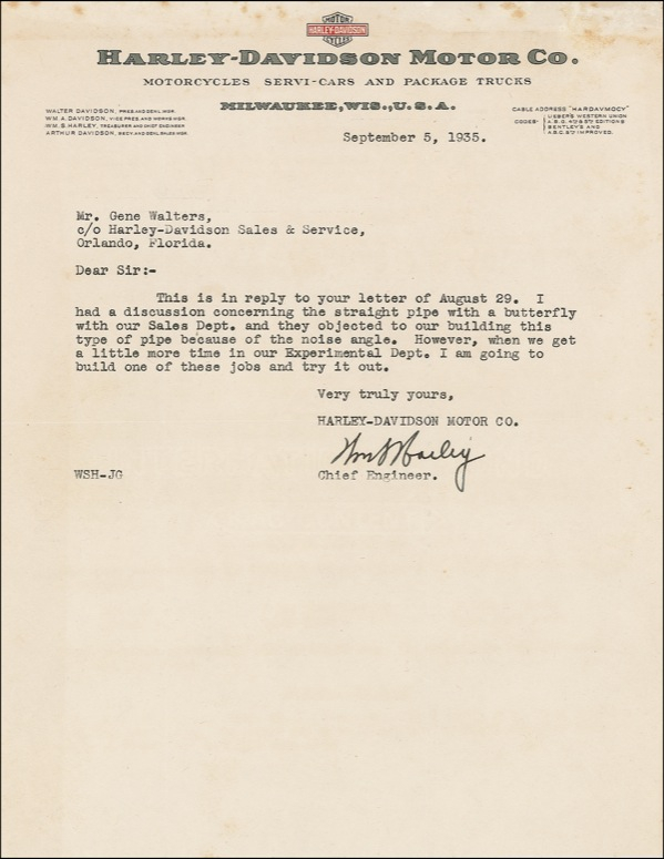 Lot 286 Harley-Davidson: Harley, William S.
