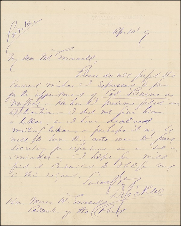 Lot 427 Daniel E. Sickles