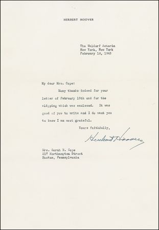 Lot #72 Herbert Hoover - Image 1