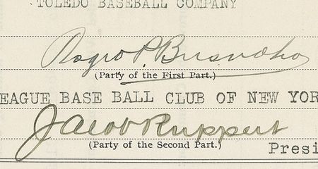 Lot #1327 Roger Bresnahan and Jacob Ruppert - Image 1