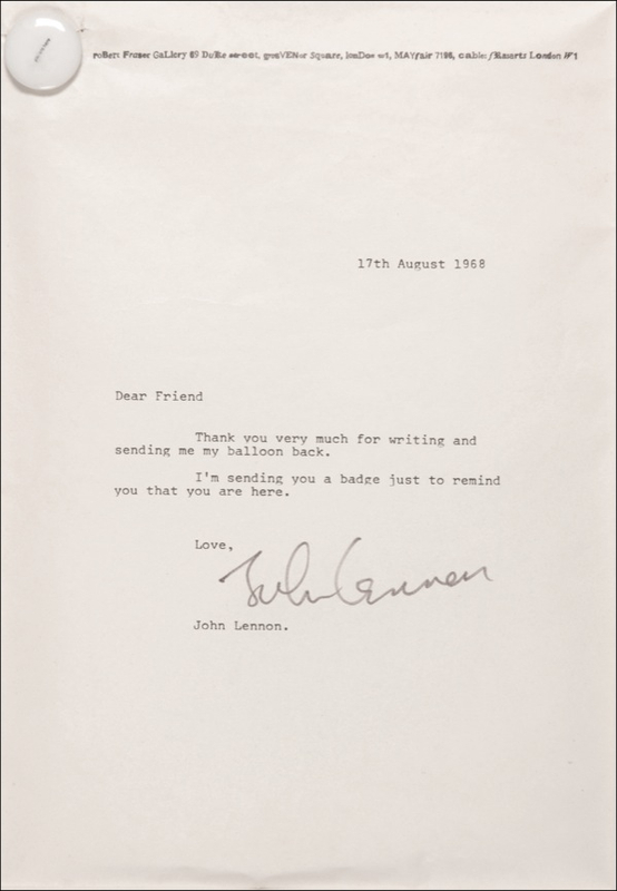 Lot 561 Beatles: Lennon, John