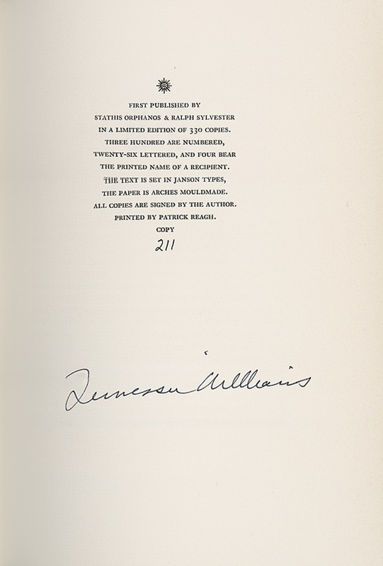 Lot 482 Tennessee Williams