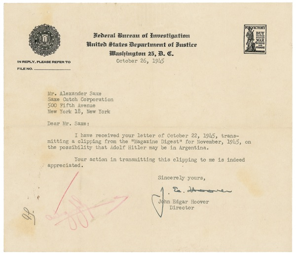 Lot 256 J. Edgar Hoover