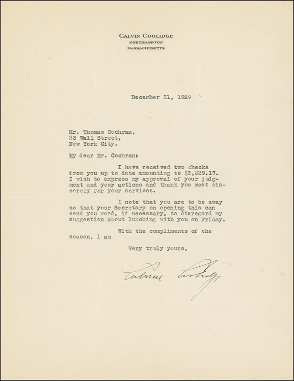 Lot 52 Calvin Coolidge
