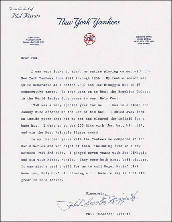 Lot 1405 Phil Rizzuto
