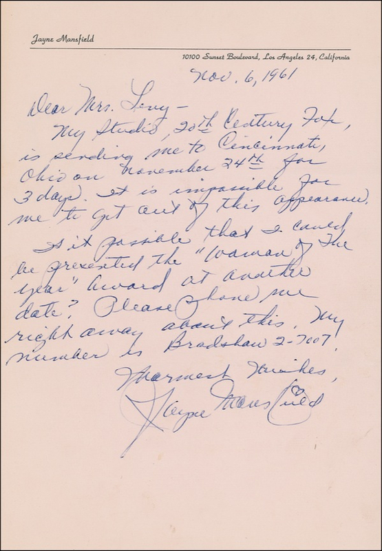 Lot 1043 Jayne Mansfield