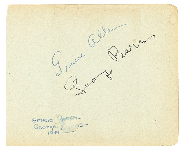 Lot 851 George Burns and Gracie Allen