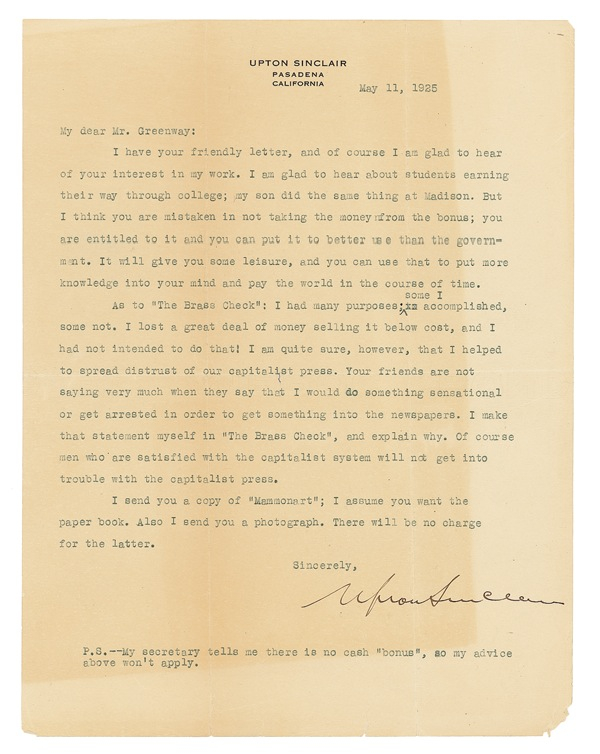 Lot 469 Upton Sinclair