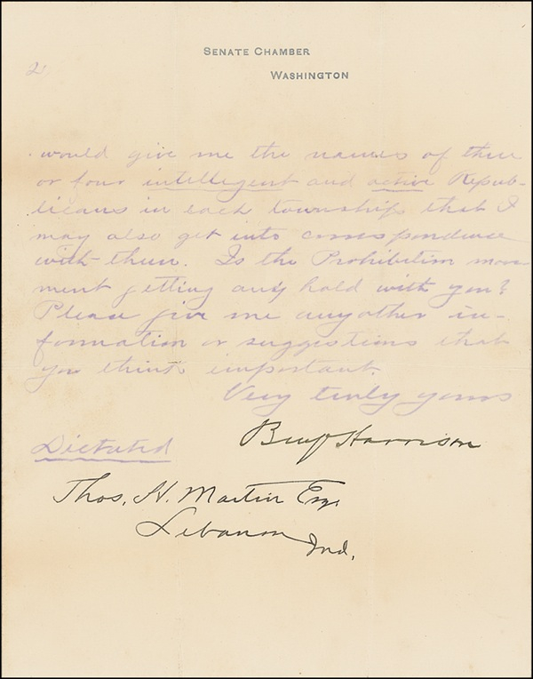 Lot 87 Benjamin Harrison