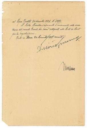 Lot #278 Benito Mussolini and Vittorio Emanuele III - Image 1