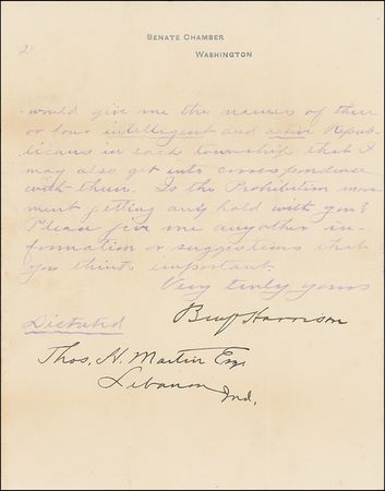 Lot #87 Benjamin Harrison - Image 1