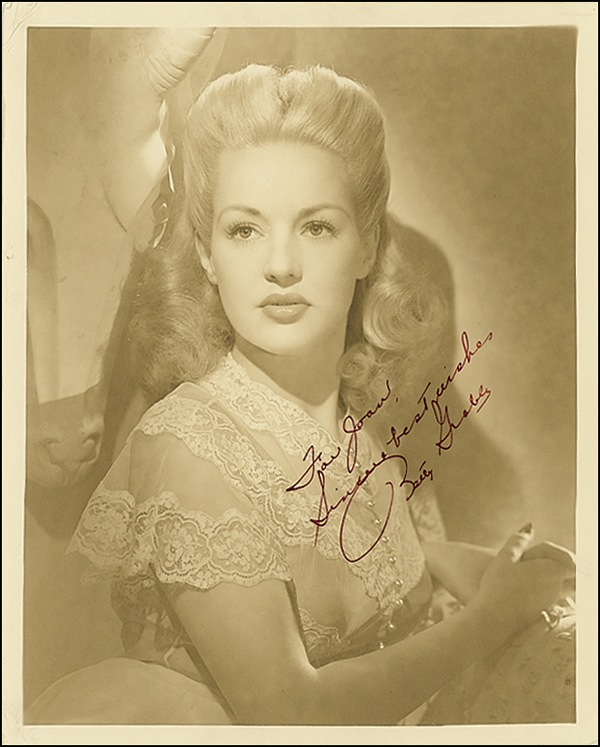 Lot 883 Betty Grable Signed Photograph