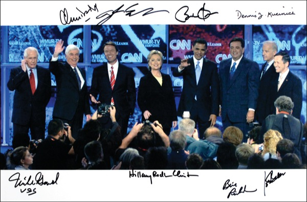 Lot 215 Democratic Presidential Candidates: They’re off: Eight Democratic presidential hopefuls sign together