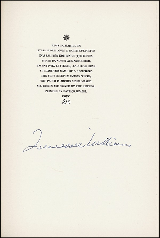 Lot 557 Tennessee Williams Book