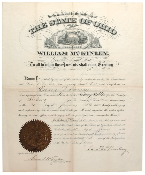 Lot 94 William McKinley Signed Document