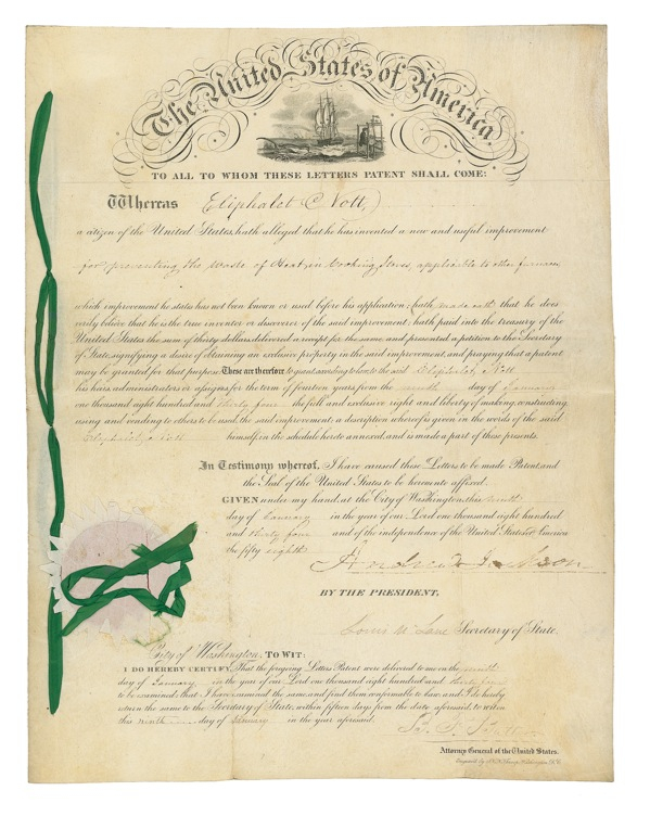 Lot 75 Andrew Jackson: An early stove patent