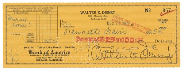 Lot 565 Walt Disney: Christmas bonus from Disney