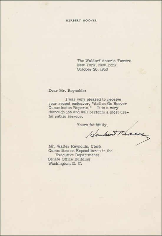 Lot 71 Herbert Hoover Typed Letter Signed