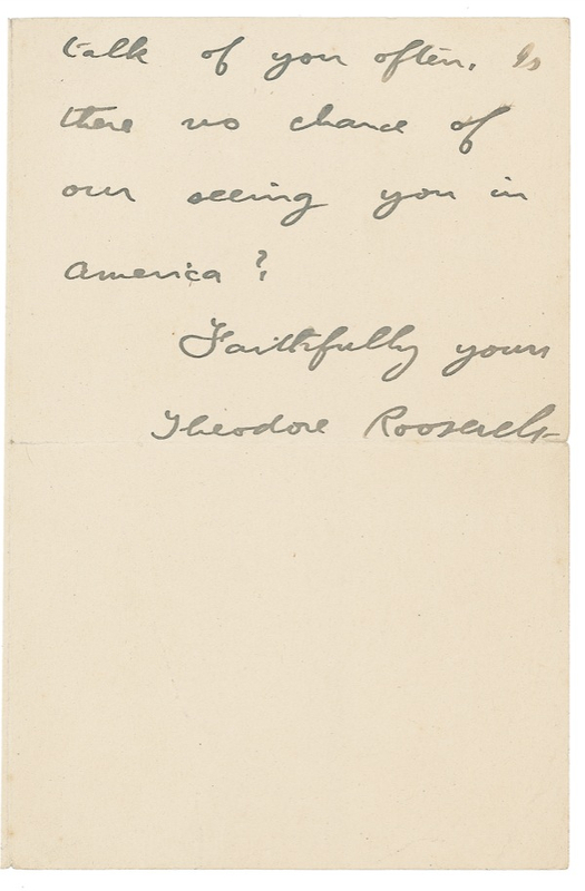Lot 140 Theodore Roosevelt: Writing to an Egyptian official after his visit