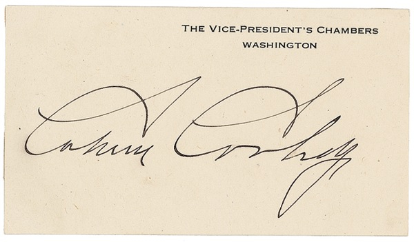 Lot 42 Calvin Coolidge Vice President Card