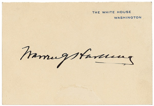 Lot 60 Warren G. Harding White House Card