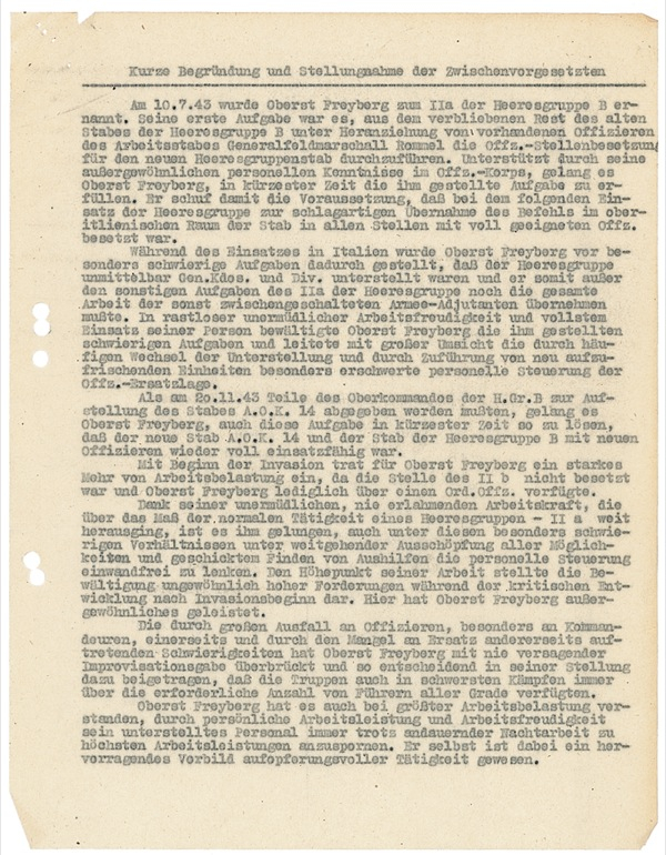 Lot 393 Gerd von Rundstedt: von Rundstedt military recommendation