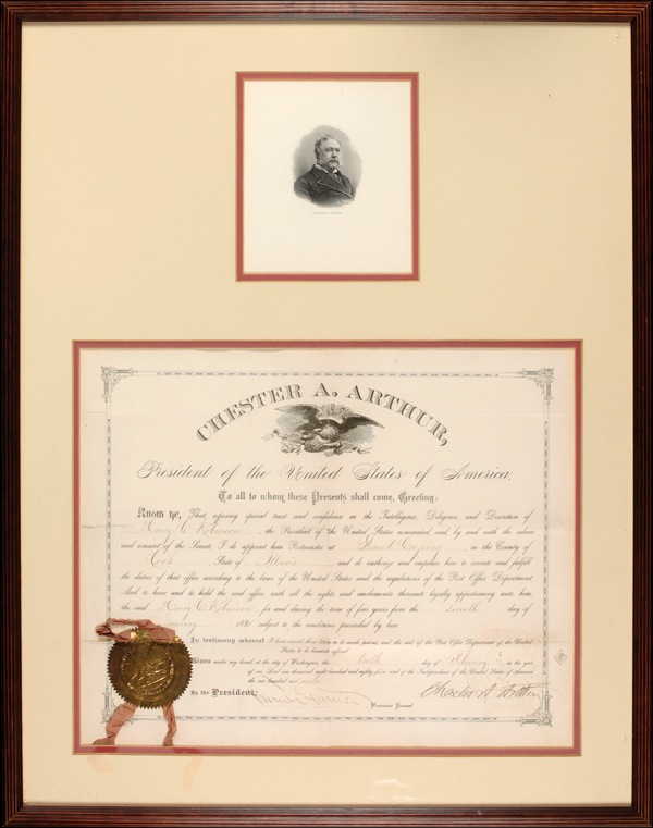 Lot 8 Chester A. Arthur Signed Document