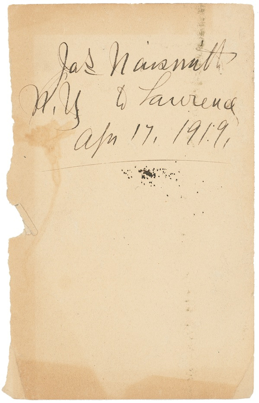 Lot 1369 James Naismith Signature