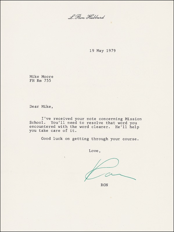 Lot 250 L. Ron Hubbard Typed Letter Signed
