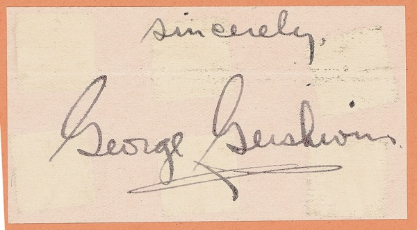 Lot 668 George Gershwin Signature