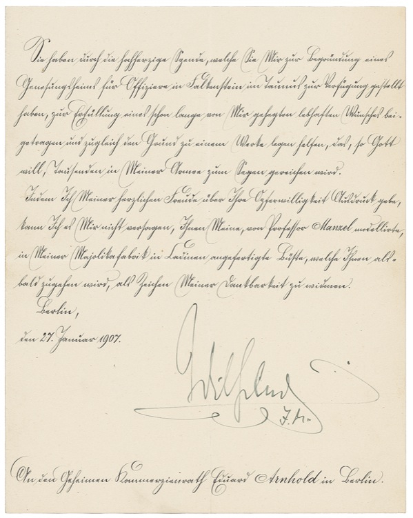 Lot 309 Wilhelm II Signed Document
