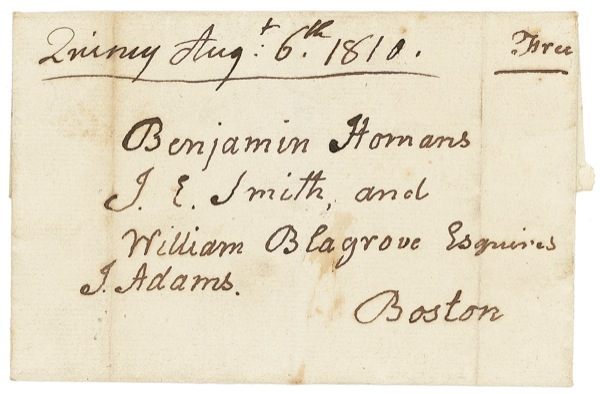 Lot 2 John Adams: Exceptional Adams free frank