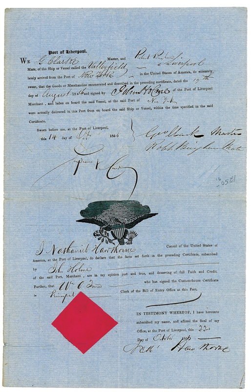 Lot 497 Nathaniel Hawthorne: As American Consul in Liverpool