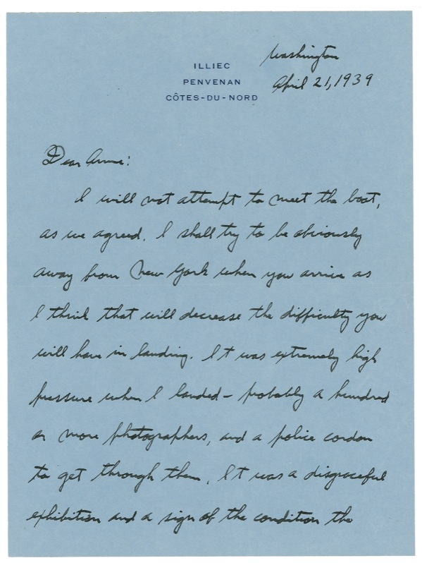 Lot 445 Charles Lindbergh:Lindbergh blasts the “disgraceful exhibition” of the American press and takes pains to shield his children from publicity