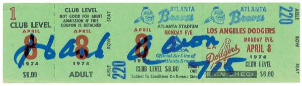 Lot 1132 Hank Aaron Ticket