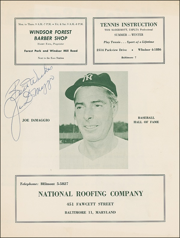 Lot 1227 Joe DiMaggio Program